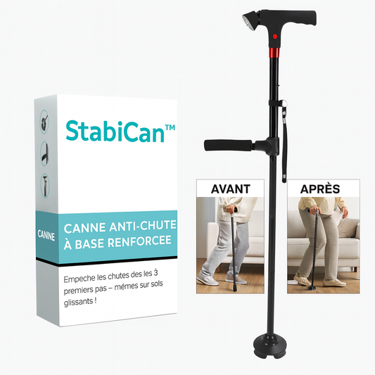 StabiCan™ Canne Anti-Chute à Base Renforcée | Empêche les chutes dès les 3 premiers pas – même sur sols glissants!