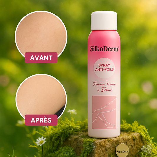 SilkaDerm™ Spray Anti-Poils à Action Rapide | Élimine les poils en 10 minutes, sans douleur ni repousse!