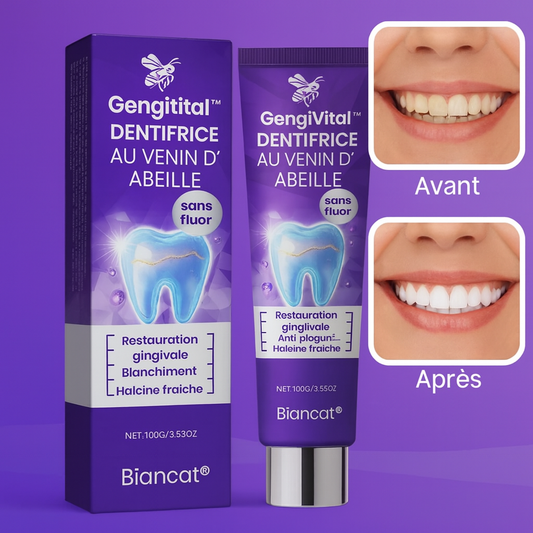 GengiVital™ Dentifrice au Venin d’Abeille | Stoppe les saignements, blanchit les dents et fait repousser l’émail dès 72h!