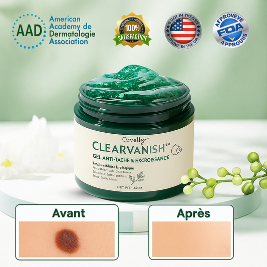 ClearVanish™ Gel Anti-Tache & Excroissance | Faites disparaître 95 % des défauts cutanés en seulement 72 heures!