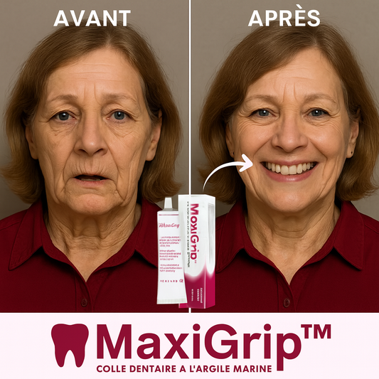 MaxiGrip™ Colle Dentaire à l’Argile Marine | Fixation ferme de vos prothèses dentaires – sans crème adhésive collante en seulement 7 jours!