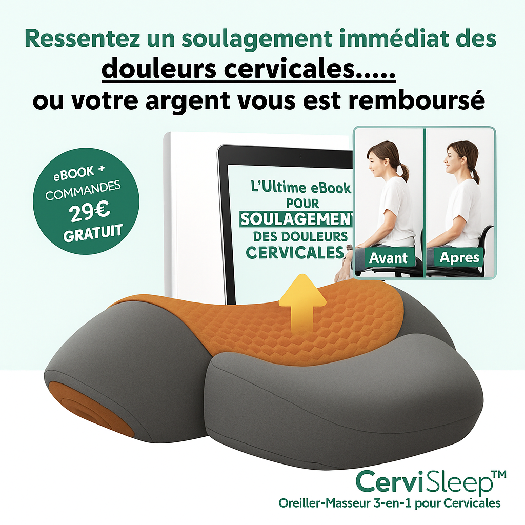 CerviSleep™ Oreiller-Masseur 3-en-1 pour Cervicales | Éliminez vos douleurs de nuque en 3 minutes dès l’endormissement!