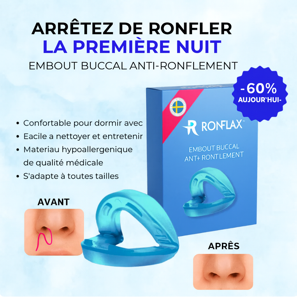 Ronflax™ Embout Buccal Anti-Ronflement | Stoppez les ronflements dès la 1re nuit, ou dormez seul à vie!
