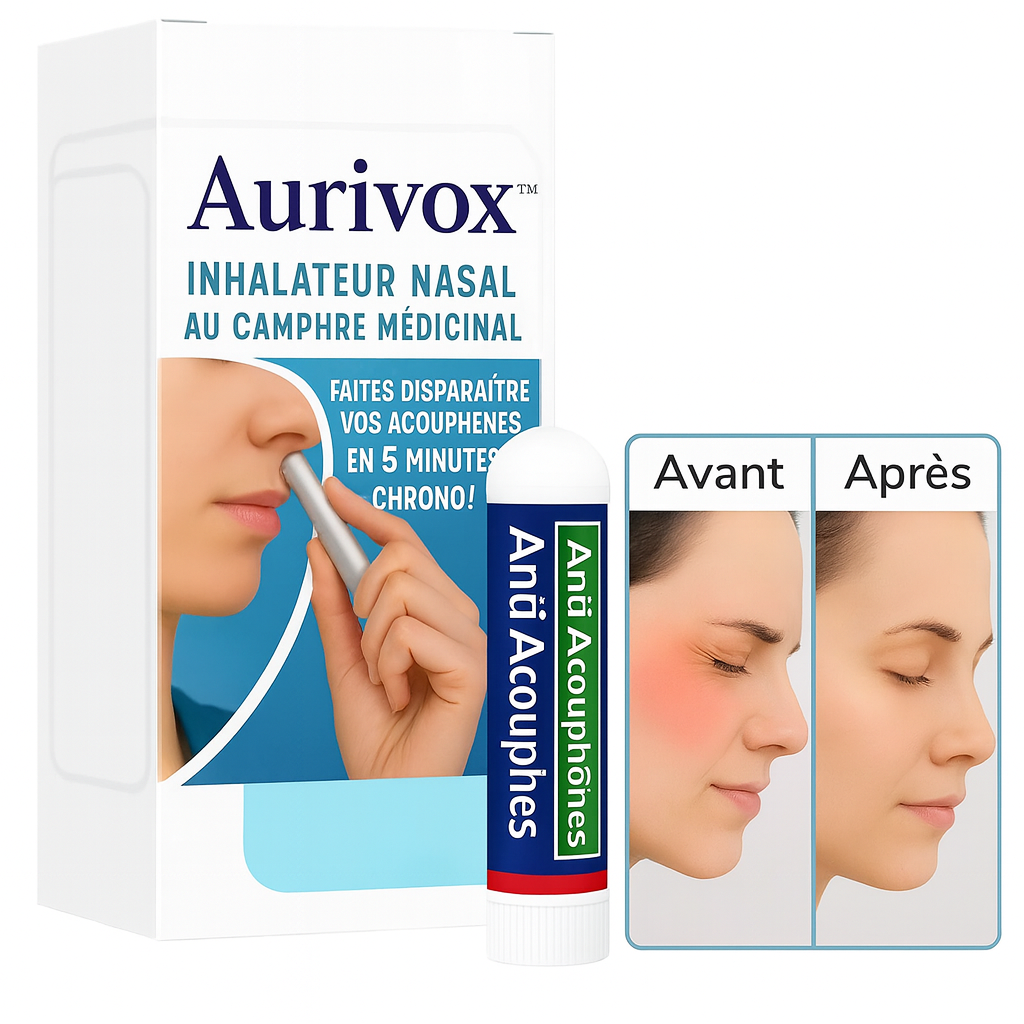 Aurivox™ Inhalateur Nasal au Camphre Médicinal | Faites disparaître vos acouphènes en 5 minutes chrono!