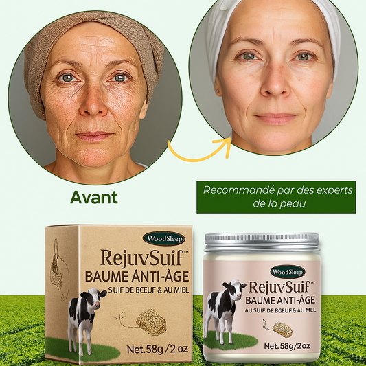 RejuvSuif™ Baume Anti-Âge au Suif de Bœuf & Miel | Efface 10 ans de rides en seulement 4 jours!