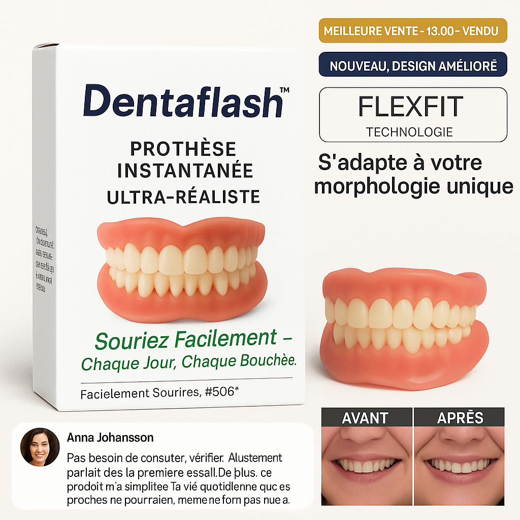 Dentaflash™ Prothèse Instantanée Ultra-Réaliste | Un sourire parfait en 10 secondes sans aller chez le dentiste!