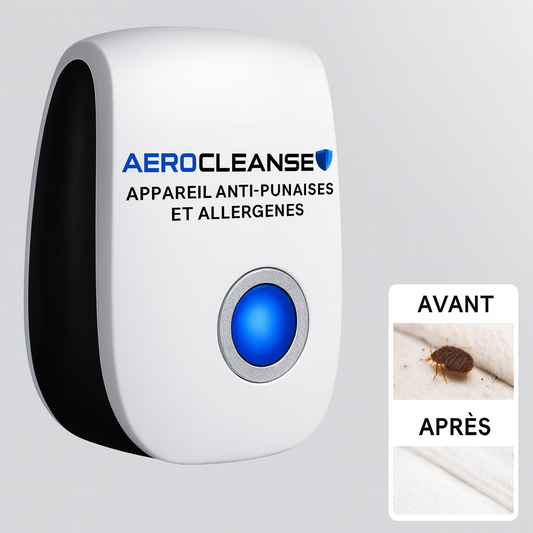 AeroCleanse™ Appareil Anti-Punaises et Allergènes | Purifie votre chambre et stoppe les crises dès la première nuit!