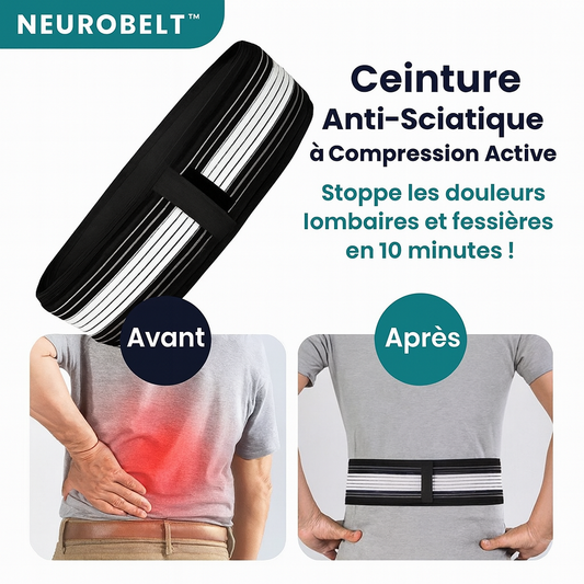 NeuroBelt™ Ceinture Anti-Sciatique à Compression Active | Stoppe les douleurs lombaires et fessières en 10 minutes!