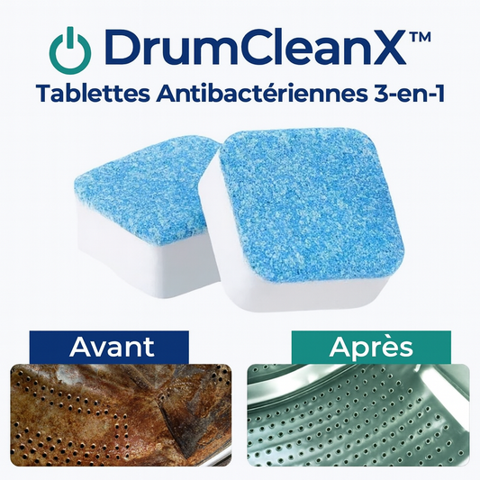 DrumCleanX™ Tablettes Antibactériennes 3-en-1 | Élimine les mauvaises odeurs et moisissures du lave-linge en 1 cycle!