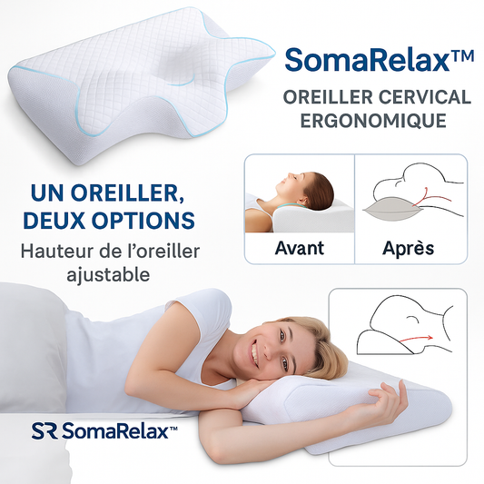 SomaRelax™ Oreiller Cervical Ergonomique | Élimine les douleurs cervicales dès la première nuit!
