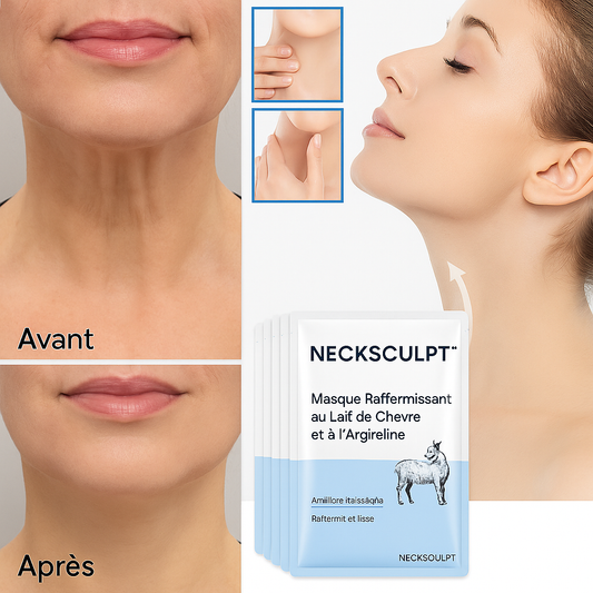NeckSculpt™ Masque Raffermissant au Lait de Chèvre et à l’Argireline | Retend la peau flasque du cou dès la 1ère application!