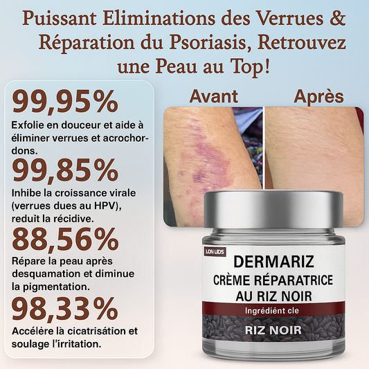DermaRiz™ Crème Réparatrice au Riz Noir | Éradique l’eczéma, les rougeurs et les démangeaisons dès la 1ère application!