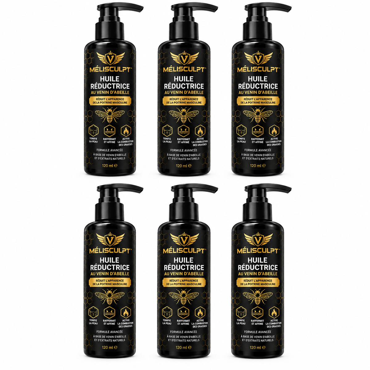 Mélisculpt™ Huile Réductrice au Venin d’Abeille | Élimine les seins masculins en 7 jours chrono!