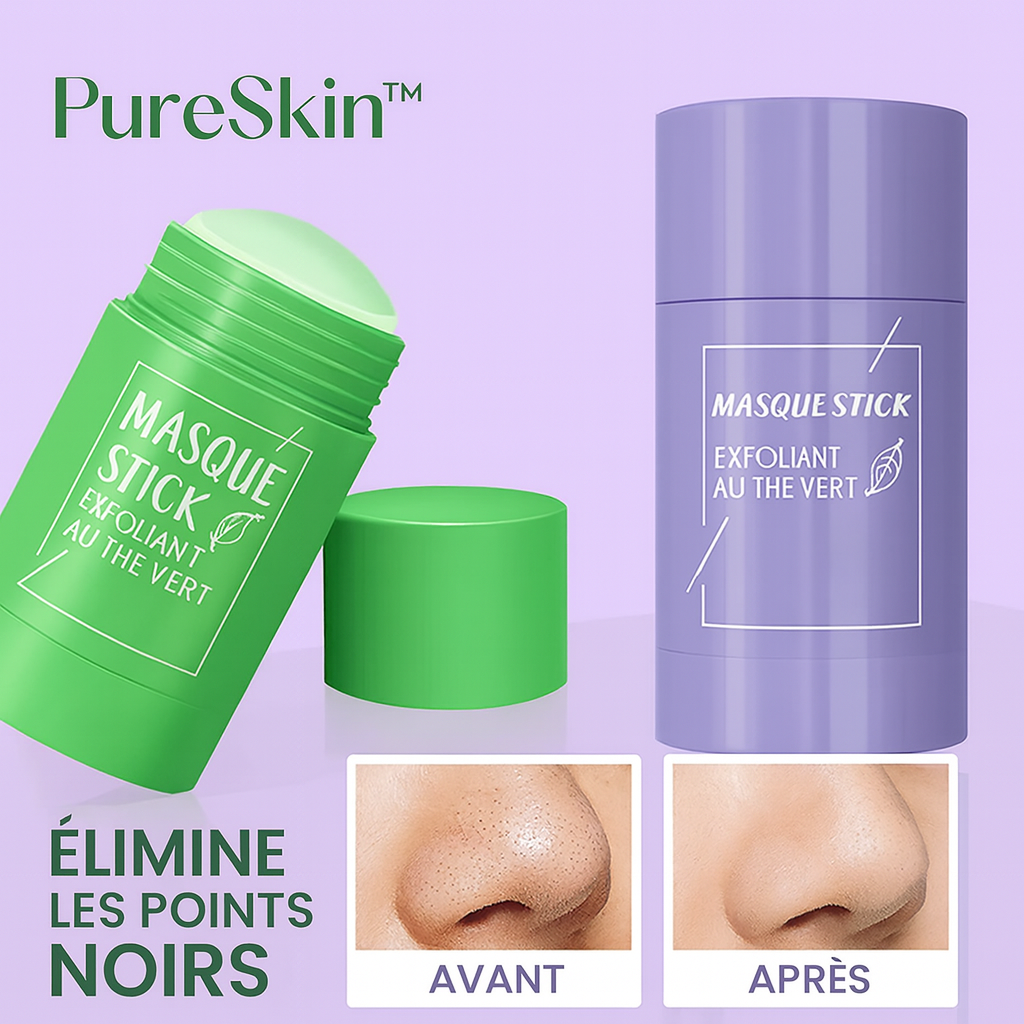 PureSkin™ Masque Stick Exfoliant au Thé Vert | Désincruste vos pores et purifie votre peau en 5 minutes!