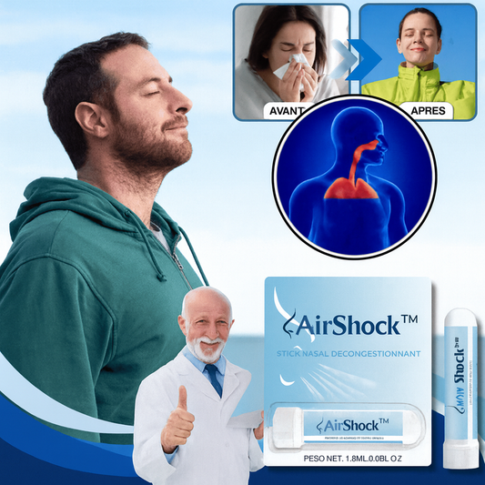 AirShock™ Stick Nasal Décongestionnant | Libère votre nez bouché en 3 minutes top chrono!