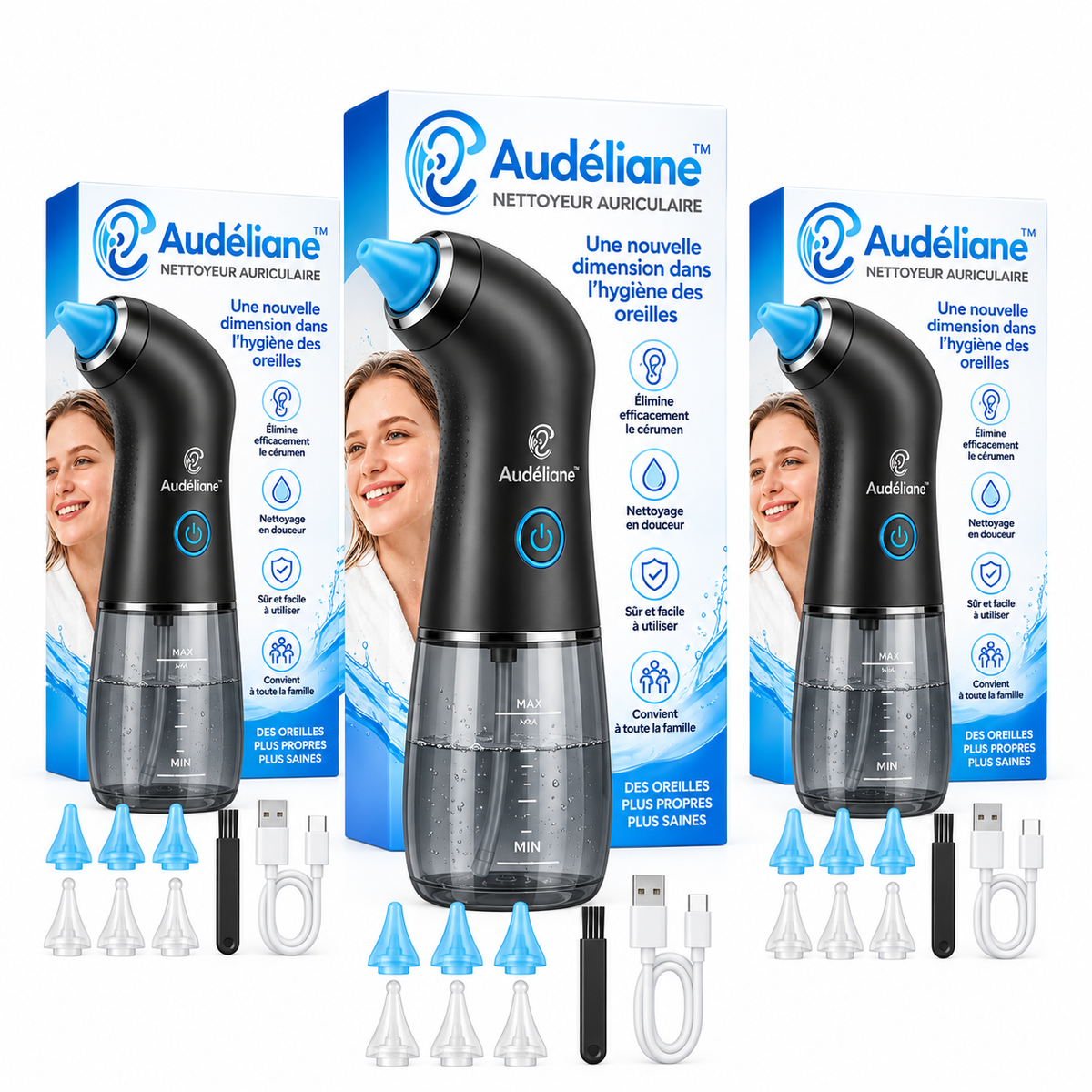 Audéliane™ Nettoyeur Auriculaire | Éliminez le cérumen en profondeur en quelques minutes et retrouvez une audition claire !