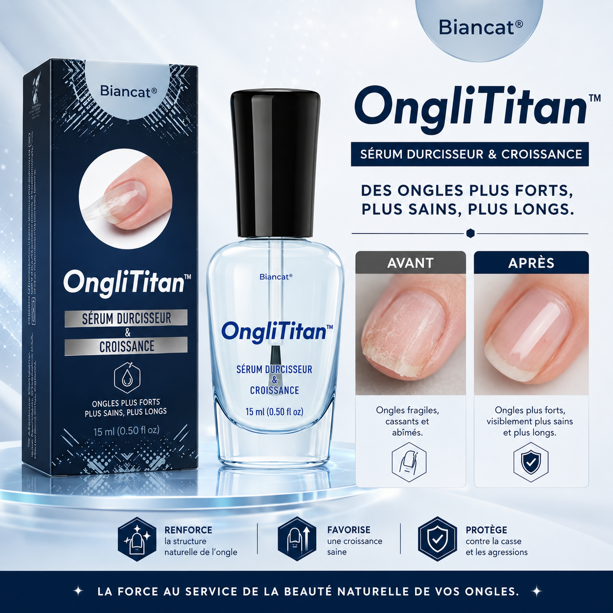 OngliTitan™ Sérum Durcisseur & Croissance | Des ongles durs comme du titane, plus longs et plus propres sans faux ongles !