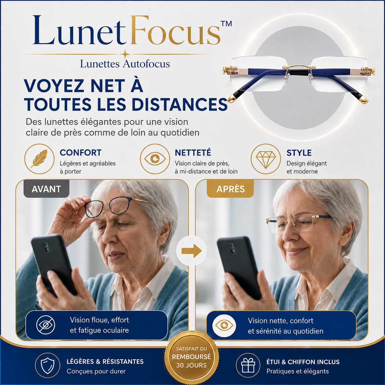 LunetFocus™ Lunettes Autofocus | Une vision nette en seulement 3 secondes – à toutes les distances !