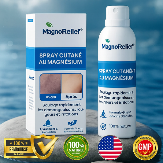 MagnoRelief™ Spray Cutané au Magnésium | Calme les Démangeaisons et Répare la Peau en 60 Secondes!
