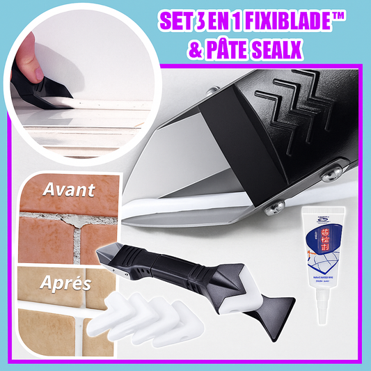 FixiBlade™ Outil Multifonction & Pâte SealX | Répare, gratte et lisse toutes surfaces comme un pro, en un seul geste!