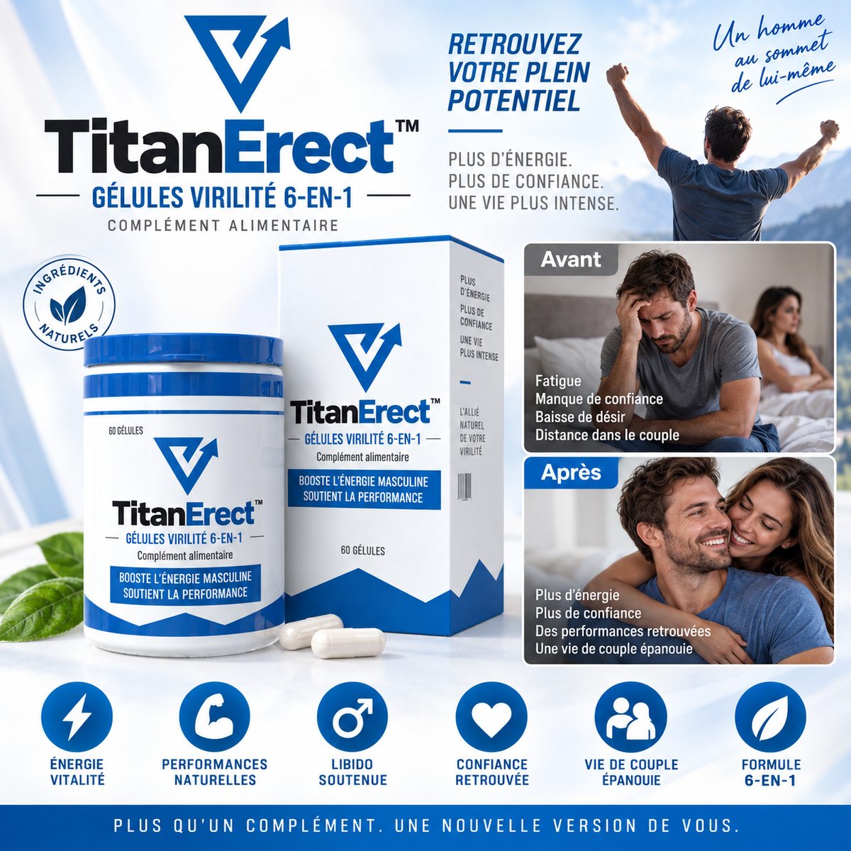 TitanErect™ Gélules Virilité 6-en-1 | Des érections plus fermes, plus de désir et une virilité retrouvée !