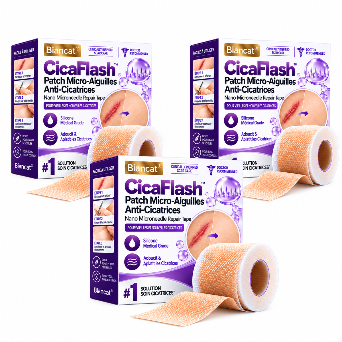 CicaFlash™ Patch Micro-Aiguilles Anti-Cicatrices | Effacez visiblement vos cicatrices en 6 semaines, sans laser ni injection !