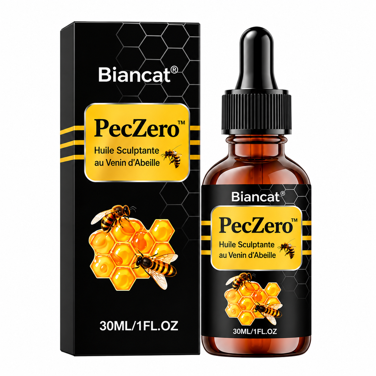 PecZero™ Huile Sculptante au Venin d’Abeille | Torse plus ferme et plus dessiné en 4 à 8 semaines, sans chirurgie !