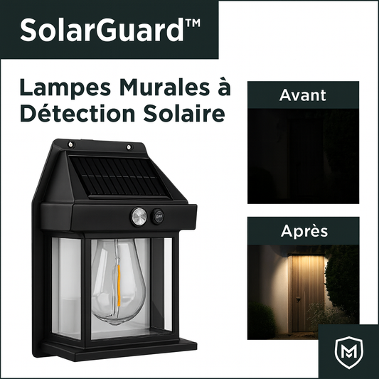 SolarGuard™ Lampes Murales à Détection Solaire | Éclairent puissamment vos extérieurs dès la tombée de la nuit!