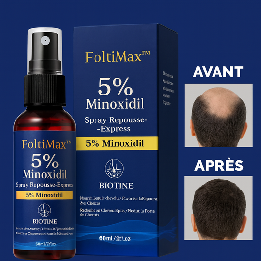 FoltiMax™ Spray Repousse-Express au Minoxidil 5% | Stoppe la Chute et Réactive les Bulbes en 7 Jours!
