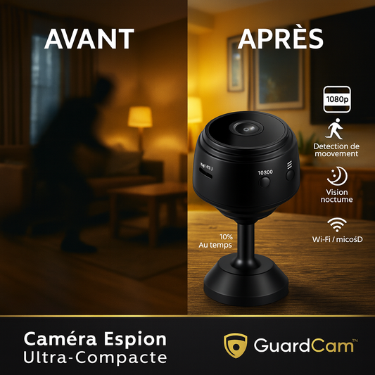 GuardCam™ Caméra Espion Ultra-Compacte | Déjoue les cambrioleurs et sécurise votre foyer jour et nuit!