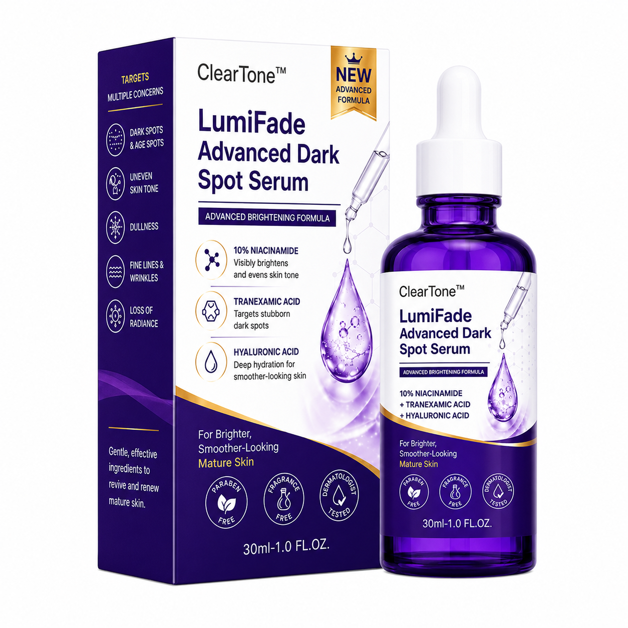ClearTone™ Sérum Anti-Taches Brunes | Effacez les taches visibles et retrouvez un teint lumineux en quelques semaines !