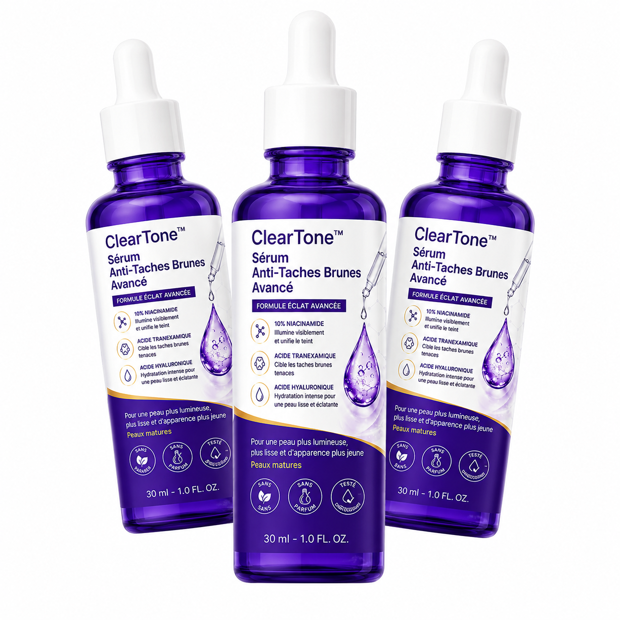 ClearTone™ Sérum Anti-Taches Brunes | Effacez les taches visibles et retrouvez un teint lumineux en quelques semaines !