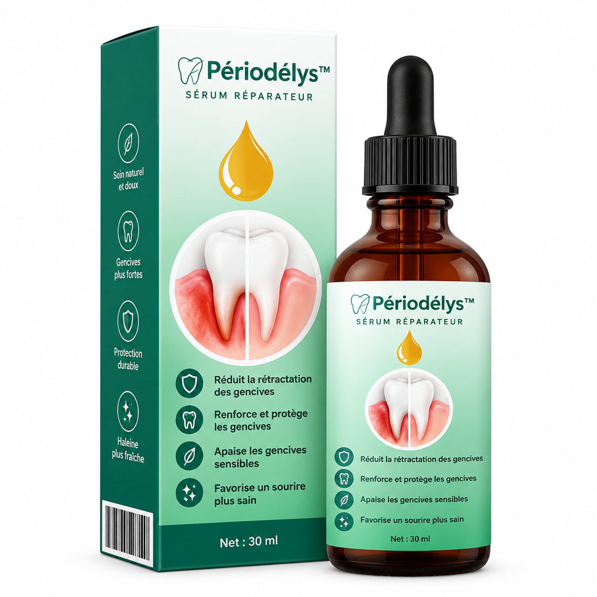 Périodélys™ Sérum Réparateur | Stoppez la rétractation et sauvez vos dents en seulement 4 jours !