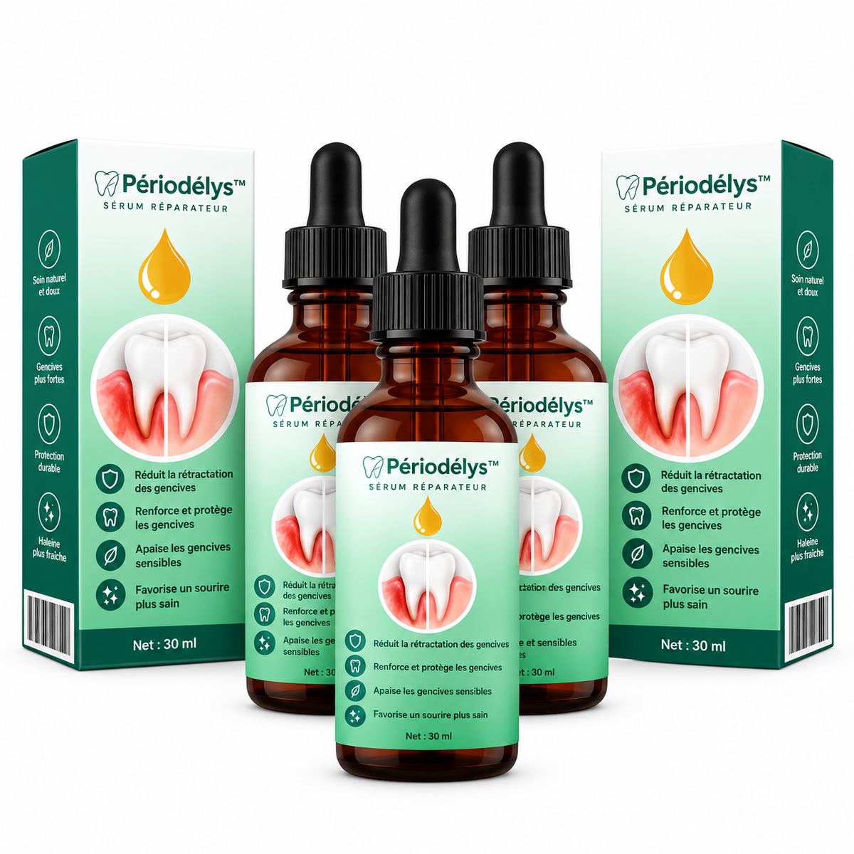 Périodélys™ Sérum Réparateur | Stoppez la rétractation et sauvez vos dents en seulement 4 jours !