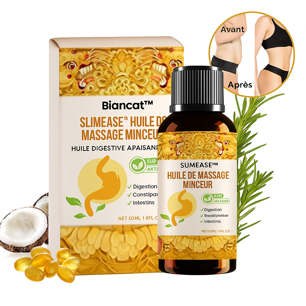 SlimEase™ Huile de Massage Minceur | Apaise la digestion & fait fondre les rondeurs en 10 minutes!