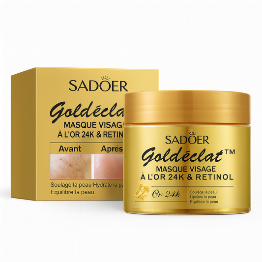 Goldéclat™ Masque Visage à l’Or 24K & Rétinol | Lisse rides profondes & ravive l’éclat dès la 1ʳᵉ pose!