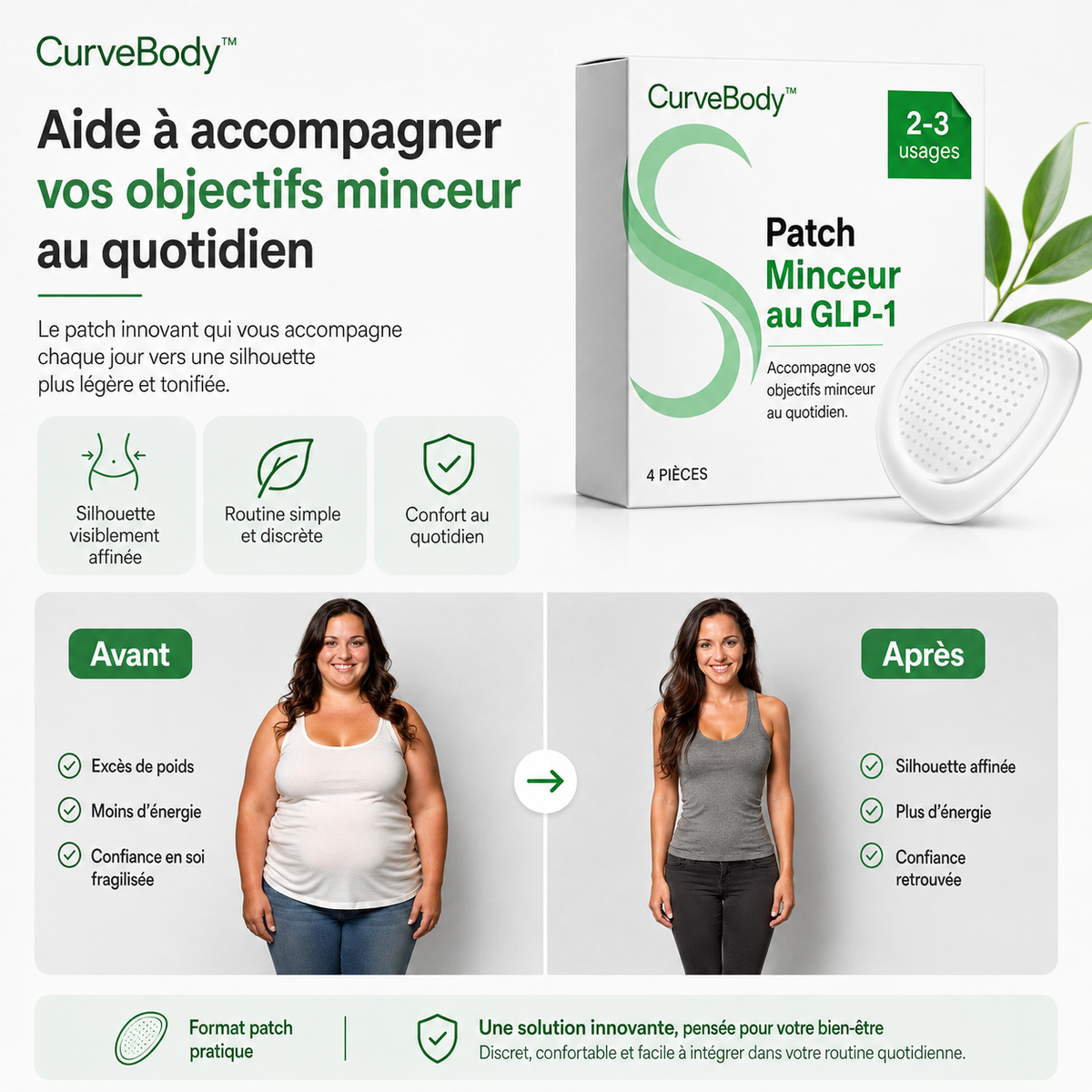 CurveBody™ Patch Minceur au GLP-1 | Perdez jusqu’à 4,3 kilos de graisse en 5 jours !