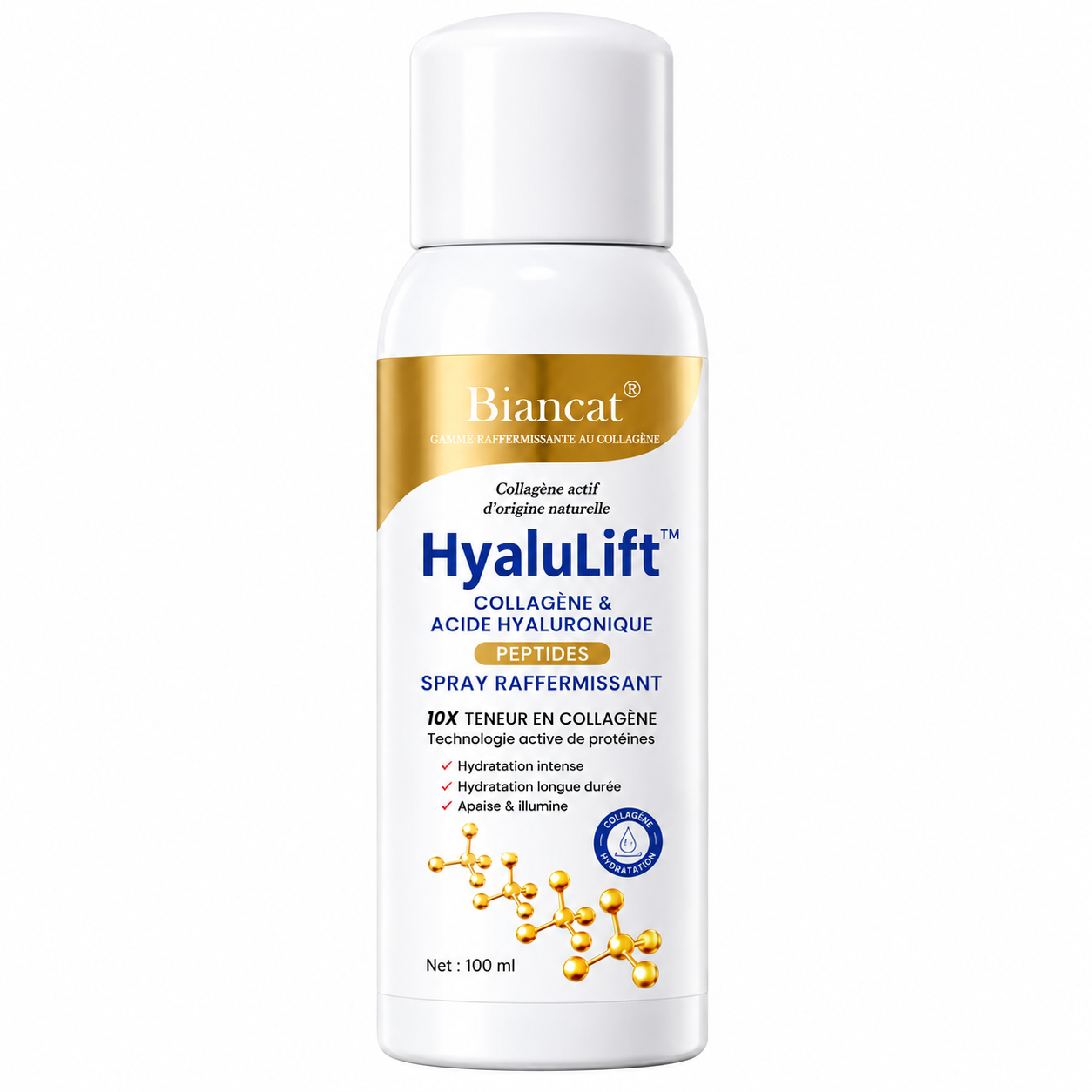 HyaluLift™ Spray Raffermissant Collagène & Acide Hyaluronique | Repulpez, hydratez et liftez votre peau sans aiguille ni chirurgie !