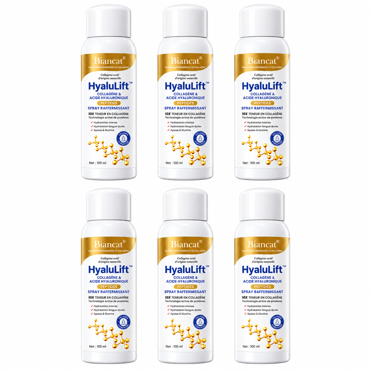 HyaluLift™ Spray Raffermissant Collagène & Acide Hyaluronique | Repulpez, hydratez et liftez votre peau sans aiguille ni chirurgie !