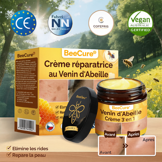 BeeCure™ Crème Réparatrice au Venin d’Abeille | Élimine Verrues, Cicatrices & Infections en 7 Jours!
