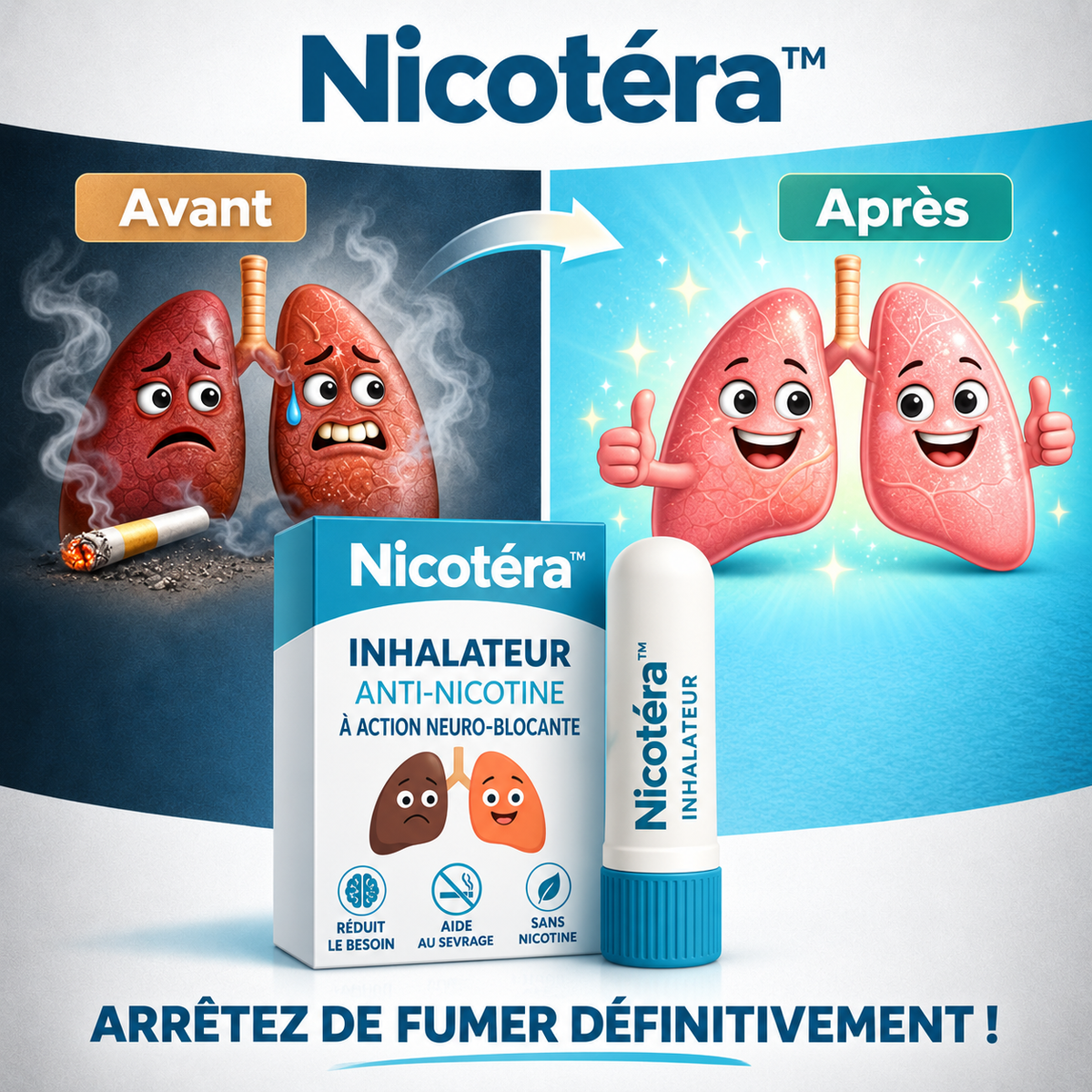Nicotéra™ Inhalateur Anti-Nicotine à Action Neuro-Blocante | Arrêtez de fumer en seulement 3 jours !