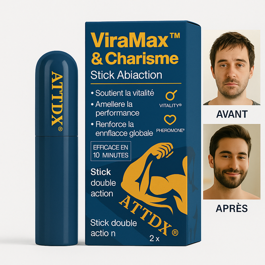 ViraMax™ Stick Bi-Action Testostérone & Charisme | Déchaîne votre énergie et attire les regards en 2 minutes!