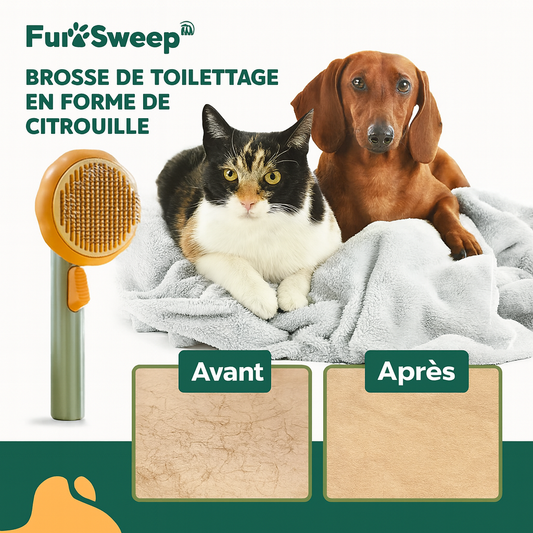 FurSweep™ Brosse de Toilettage en Forme de Citrouille | Élimine 95 % des poils en 2 minutes chrono!