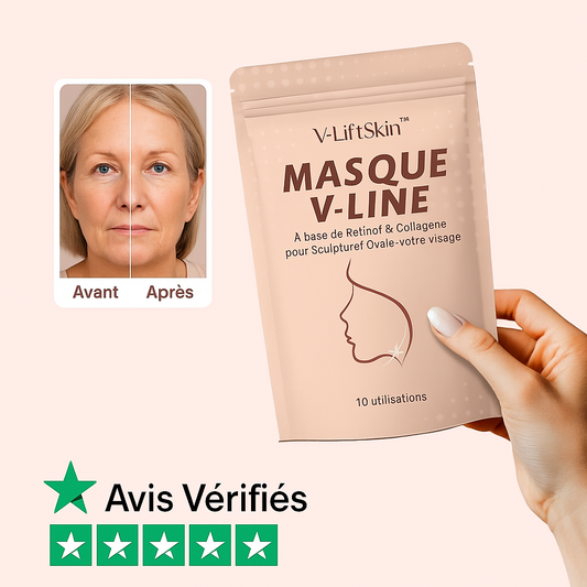 V-LiftSkin™ Masque Raffermissant au Collagène & Rétinol | Redessine l’ovale du visage en 15 minutes top chrono!