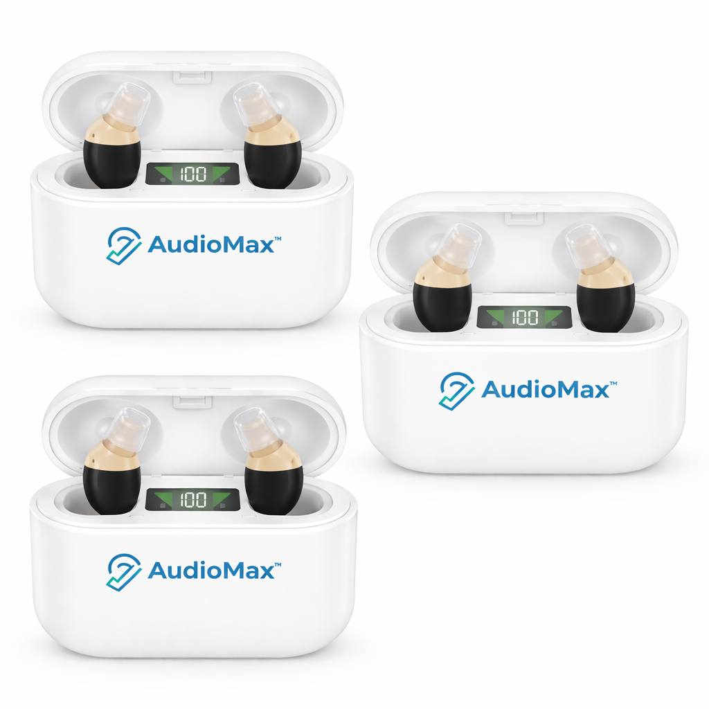 AudioMax™ Appareil Auditif Invisible à Technologie TriCore | Entendez parfaitement en 3 secondes, sans aucun sifflement !