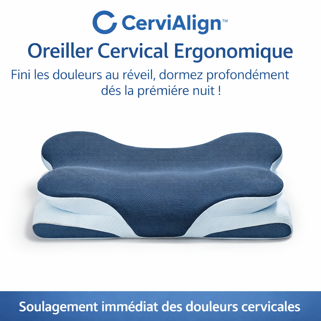 CerviAlign™ Oreiller Cervical Ergonomique | Fini les douleurs au réveil, dormez profondément dès la première nuit !
