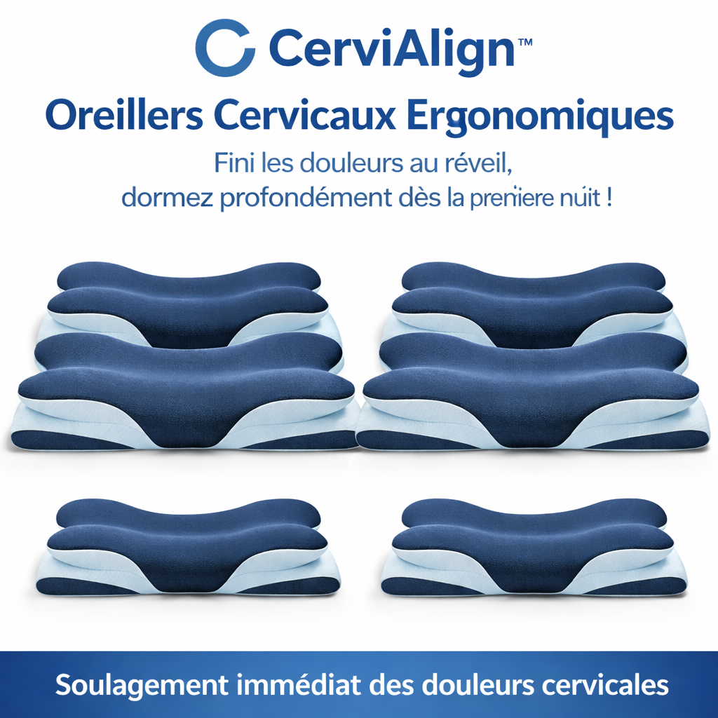 CerviAlign™ Oreiller Cervical Ergonomique | Fini les douleurs au réveil, dormez profondément dès la première nuit !