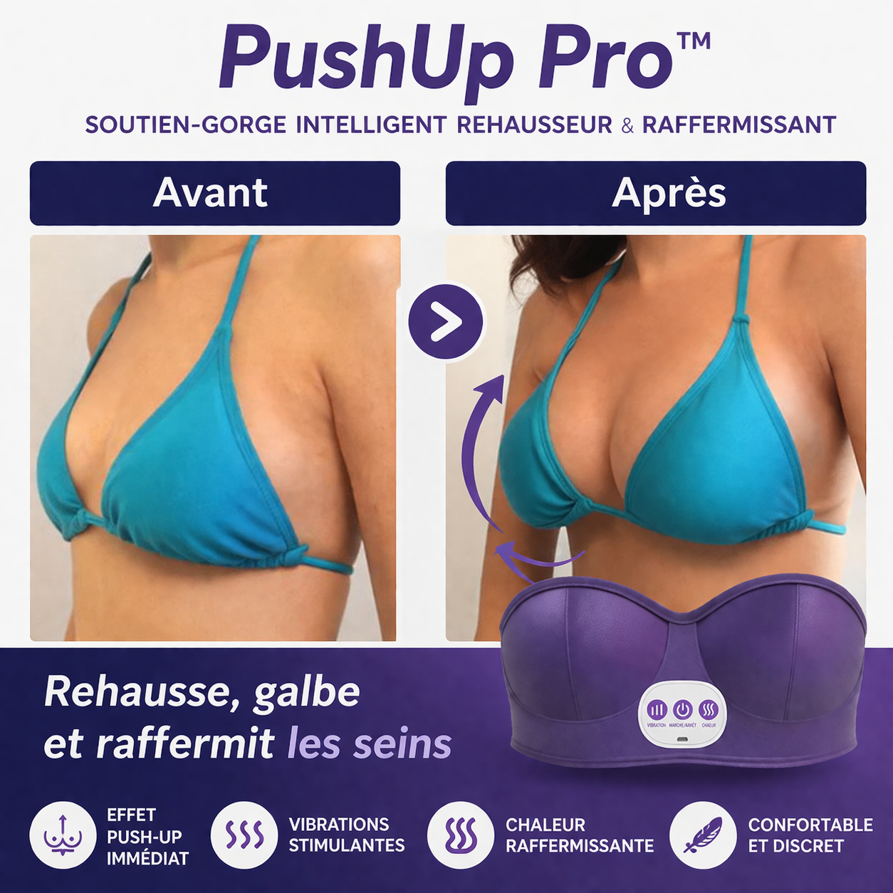 PushUp Pro™ Soutien-Gorge EMS | Obtenez une poitrine plus ferme et plus volumineuse instantanément !