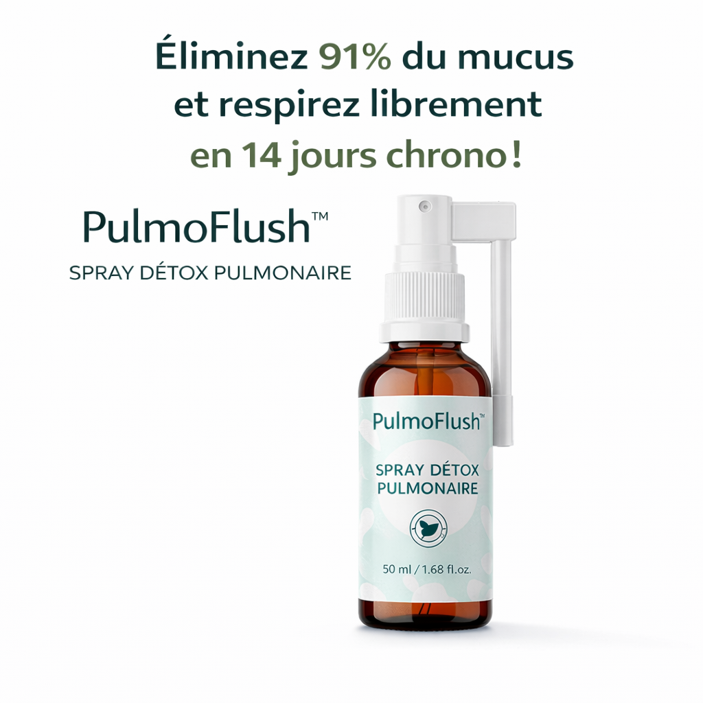 PulmoFlush™ Spray Détox Pulmonaire | Éliminez 91% du mucus et respirez librement en 14 jours chrono !