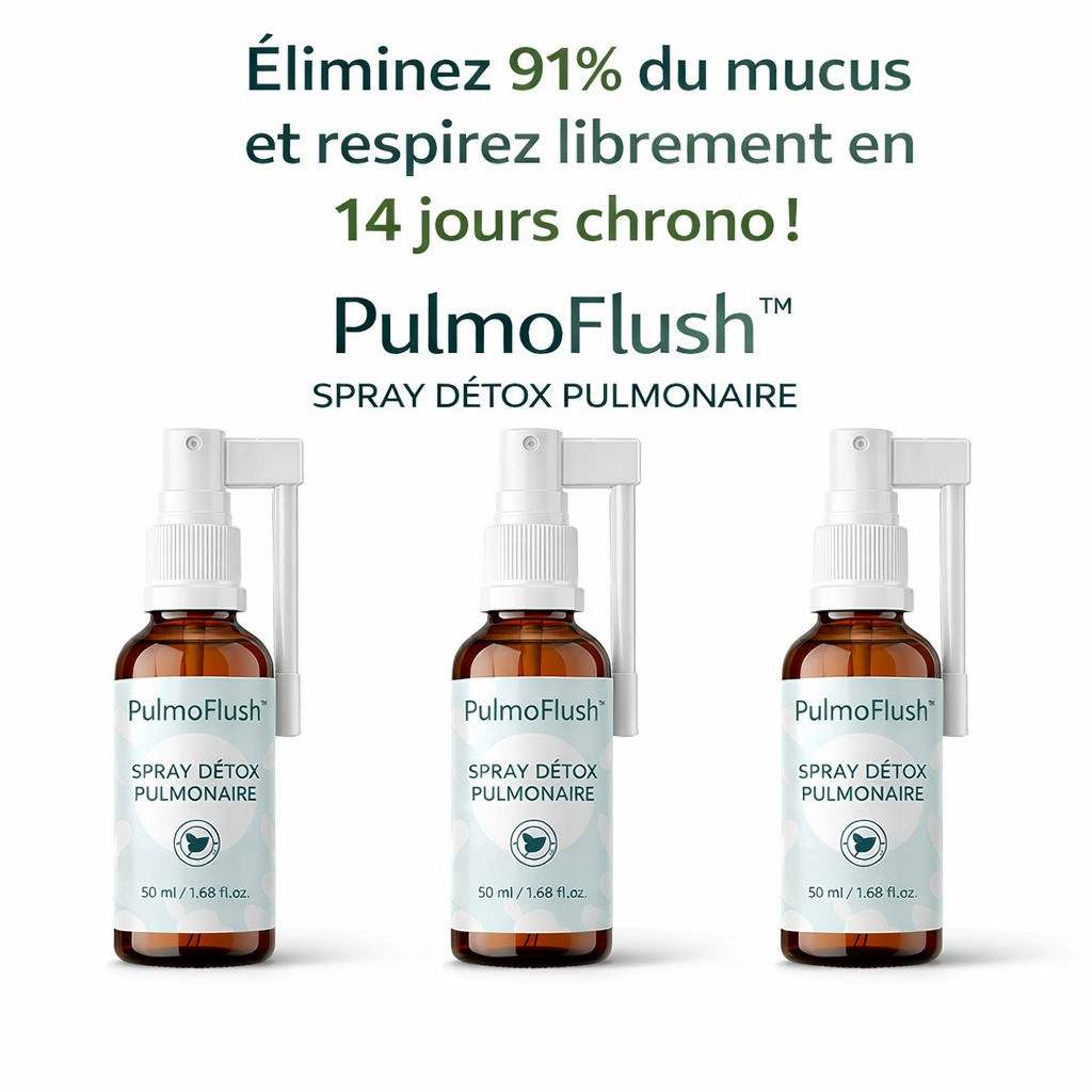 PulmoFlush™ Spray Détox Pulmonaire | Éliminez 91% du mucus et respirez librement en 14 jours chrono !